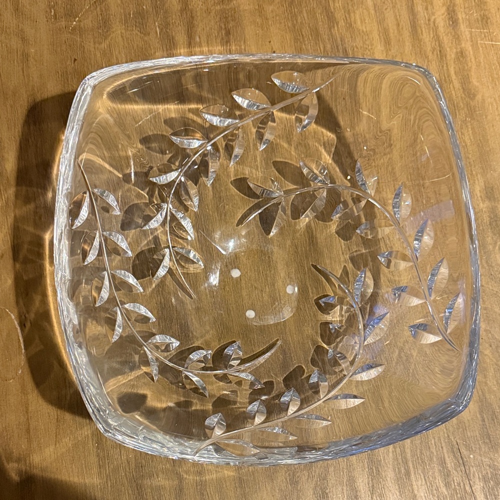 Tiffany & Co Crystal 11” Floral Vine Bowl by Josef Riedel - Never Used!